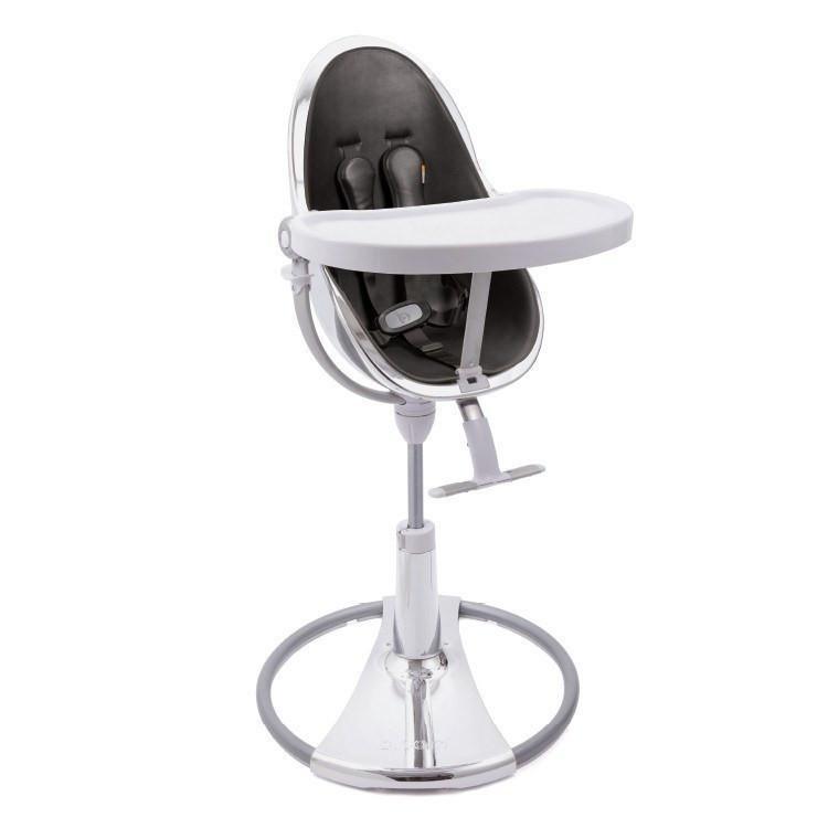 כסא אוכל לתינוק Bloom Fresco Chrome שלדה כסף ריפוד שחור