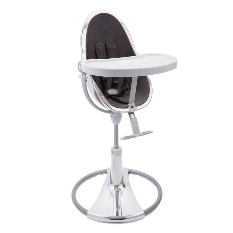 כסא אוכל לתינוק Bloom Fresco Chrome שלדה כסף ריפוד גינס