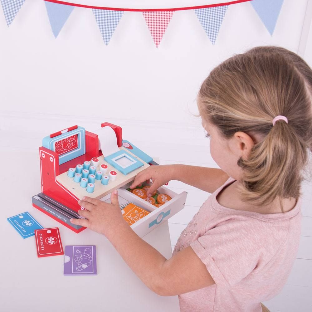 קופה רושמת מעץ משחק לילדים