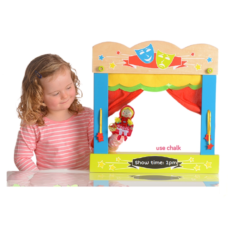 תאטרון בובות אצבע מתקפל לקופסת נשיאה מעץ Fiesta Crafts