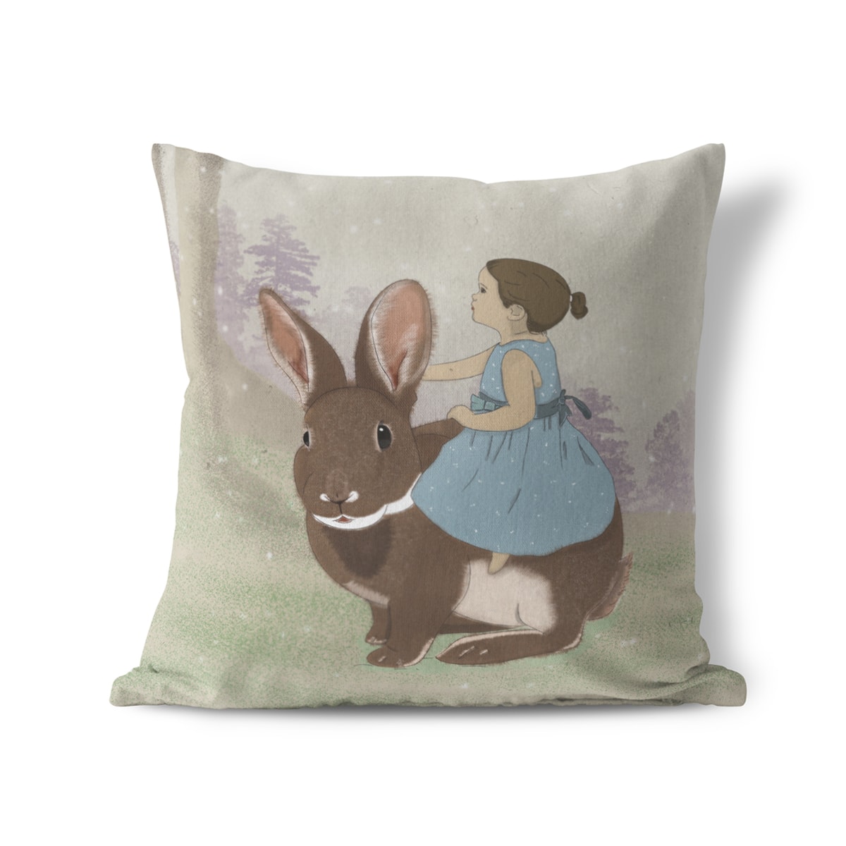 כרית נוי לחדר ילדים ילדה על ארנב