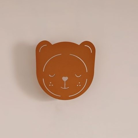 מנורת לילה לחדר ילדים צמודת קיר דגם דובי חום 