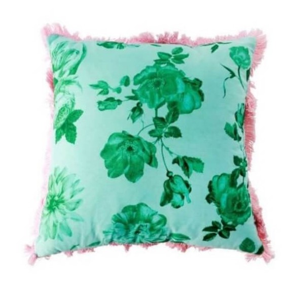 כרית נוי פרחונית ירוקה עפ פרנזים 