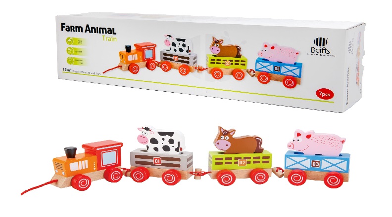 רכבת החיות 12 חודשים - צעצועי עץ