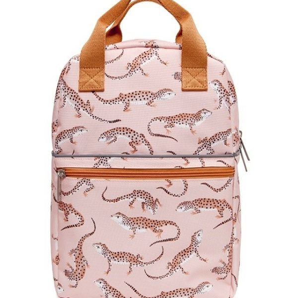 תיק גן לילדים ורוד הדפס לטאות