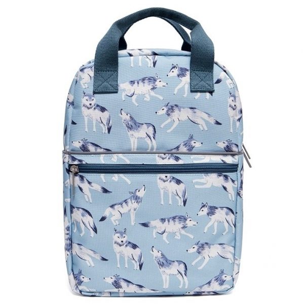 תיק גן לילדים תכלת הדפס זאבים