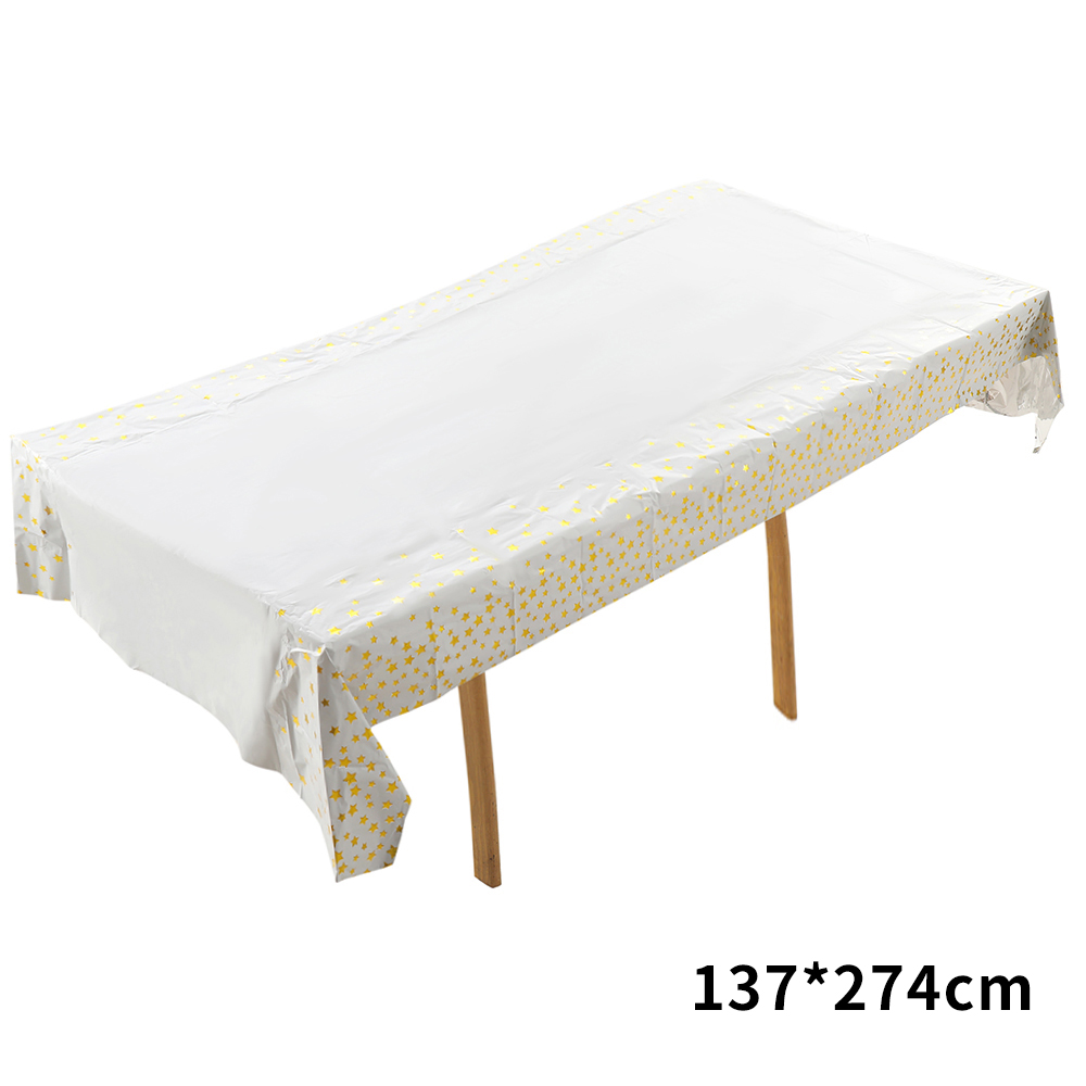 מפת שולחן לבנה עם הדפס כוכבים בזהב מיטאלי