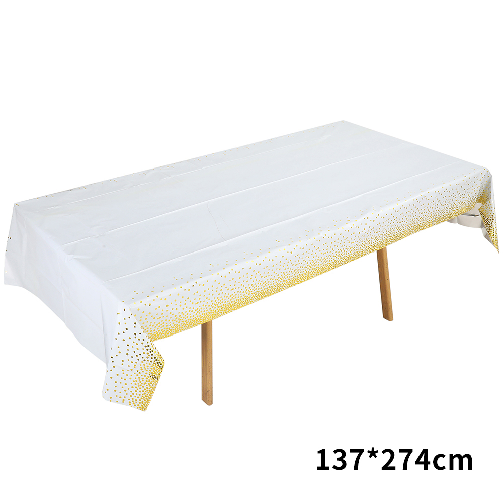 מפת שולחן לבנה עם הדפס קונפטי בזהב מיטאלי