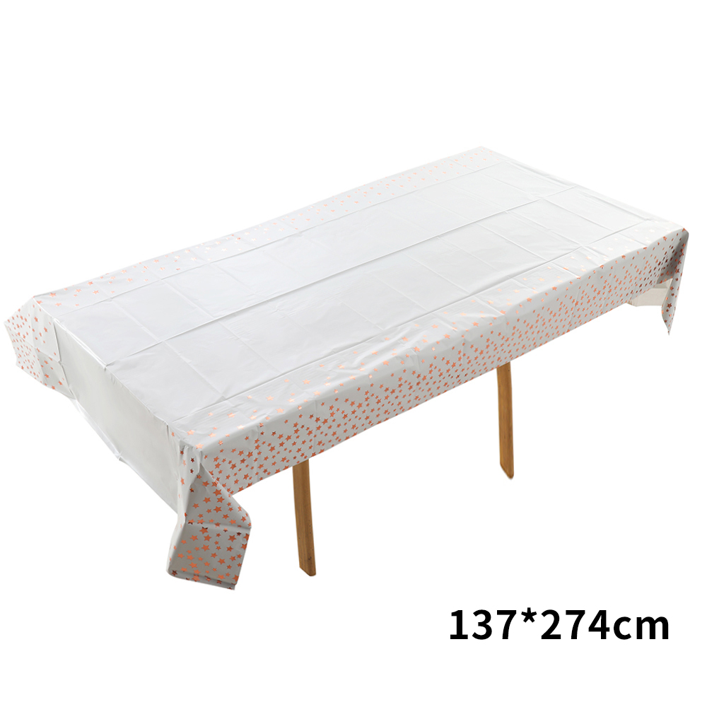 מפת שולחן לבנה עם הדפס כוכבים ברוז גולד מיטאלי