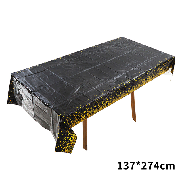 מפת שולחן שחורה עם הדפס קונפטי בזהב מיטאלי