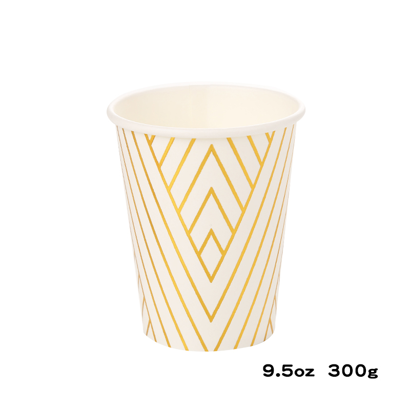 כוסות נייר עבות לבן זהב מטאלי - ארוז 10 יח