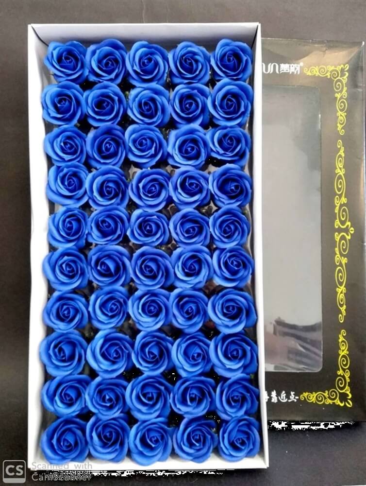 פרחי סבון כחול - מגש - 50 יח
