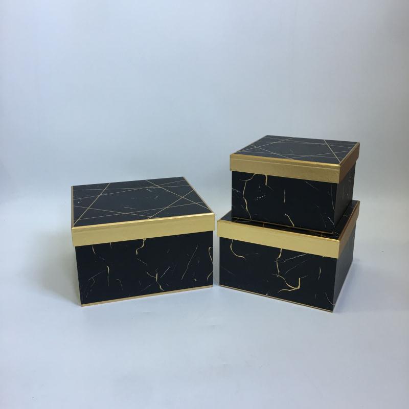 קופסת מתנה מרובע שיש שחור זהב - מכירה כיחידה