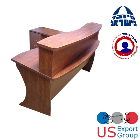 דלפק  קבלה גל פינתי  כולל שלוחה רתומה ורגל קבועה 5 מגירות 