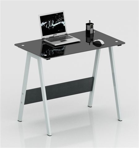  שולחן תלמיד למחשב מזכוכית שחורה ורגליים מעוצבות  דגם בלק