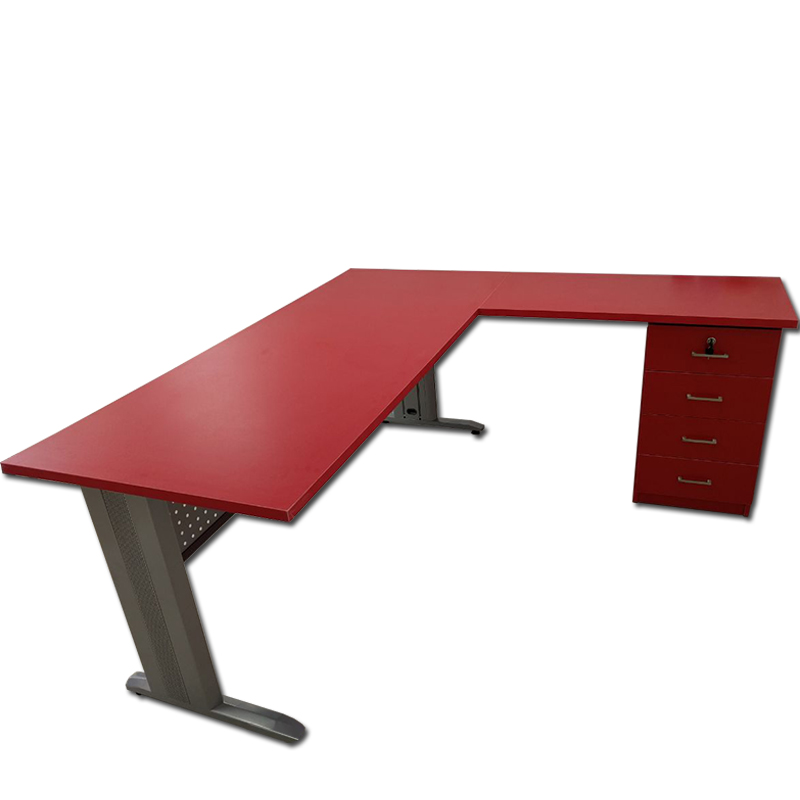 שולחן משרדי פינתי מעץ  בשילוב רגל מתכת דגם אקסל 