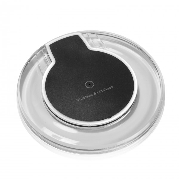 מטען אלחוטי אקרילי לבן עגול שולחני 5W לטלפונים ניידים 