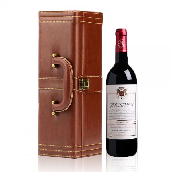 מארז מהודר יין מקצועי עור מגוון אביזרי יין וידית נשיאה דגם ריזלינג 