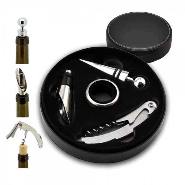 מארז אביזרי יין מעוצב עשוי דמוי עור  דגם שאטו 