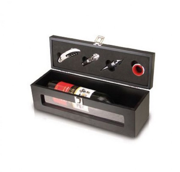 מארז עץ מהודר ליין עם מגוון אביזרי יין דגם  רוזה