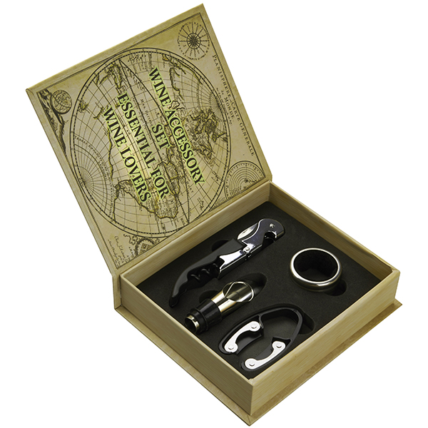 סט 4 אביזרים ליין בקופסת עץ בצורת ספר