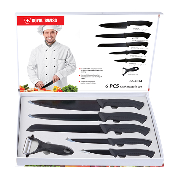 סט 6 חלקים  יוקרתי הכולל 5 סכינים + קולפן