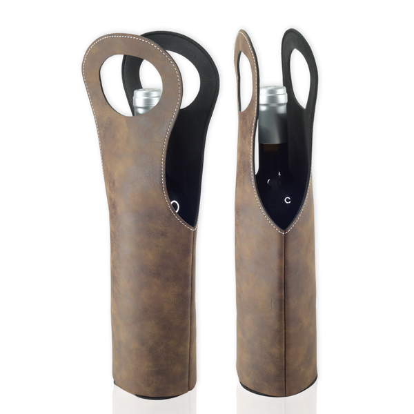 נרתיק ידיות דמוי עור לבקבוק יין דגם ביסטרו