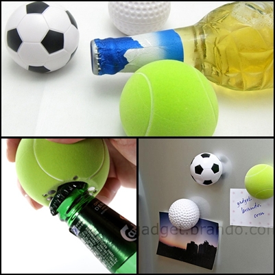 פותחן בקבוקים מוזיקלי ומגנטי בעיצוב כדור טניס/כדורגל/גולף